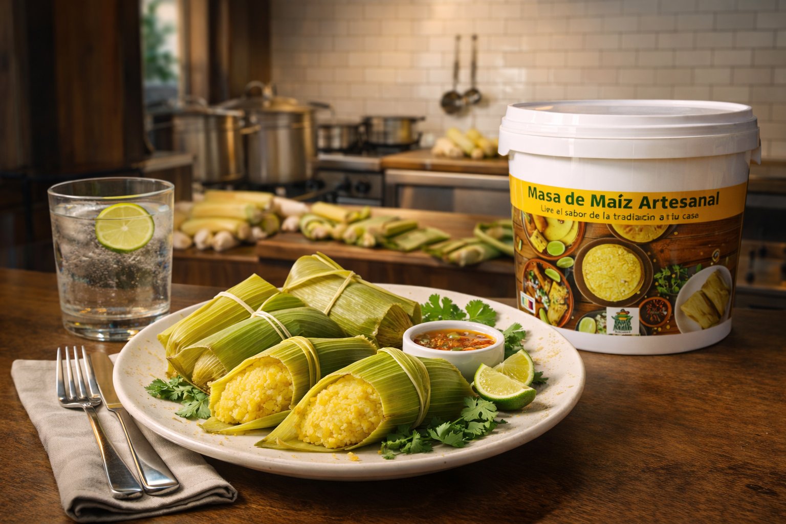 Tamales en plato con cubo Don Millo – cocina profesional
